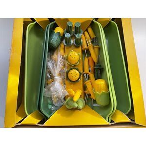 Corn Cob Holders w/Trays-Full Set-Salt&Pepper+More-Serv Rite-VTG Plastic